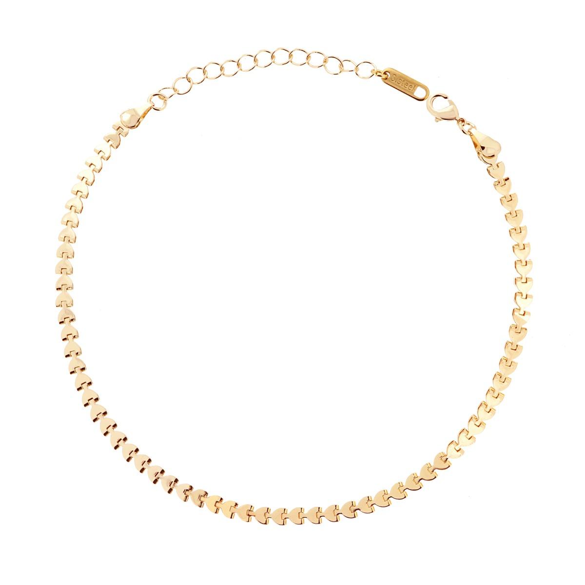 Cavigliera Catena Maglia Imperniata Cuori in ACCIAIO colore Oro