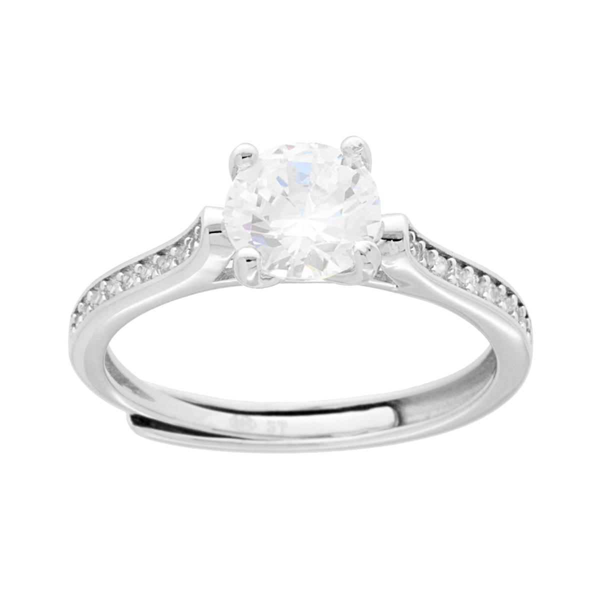 Anello Solitario con Cubic Zirconia Bianco mm 7 in ARGENTO 925 Galvanica Rodio