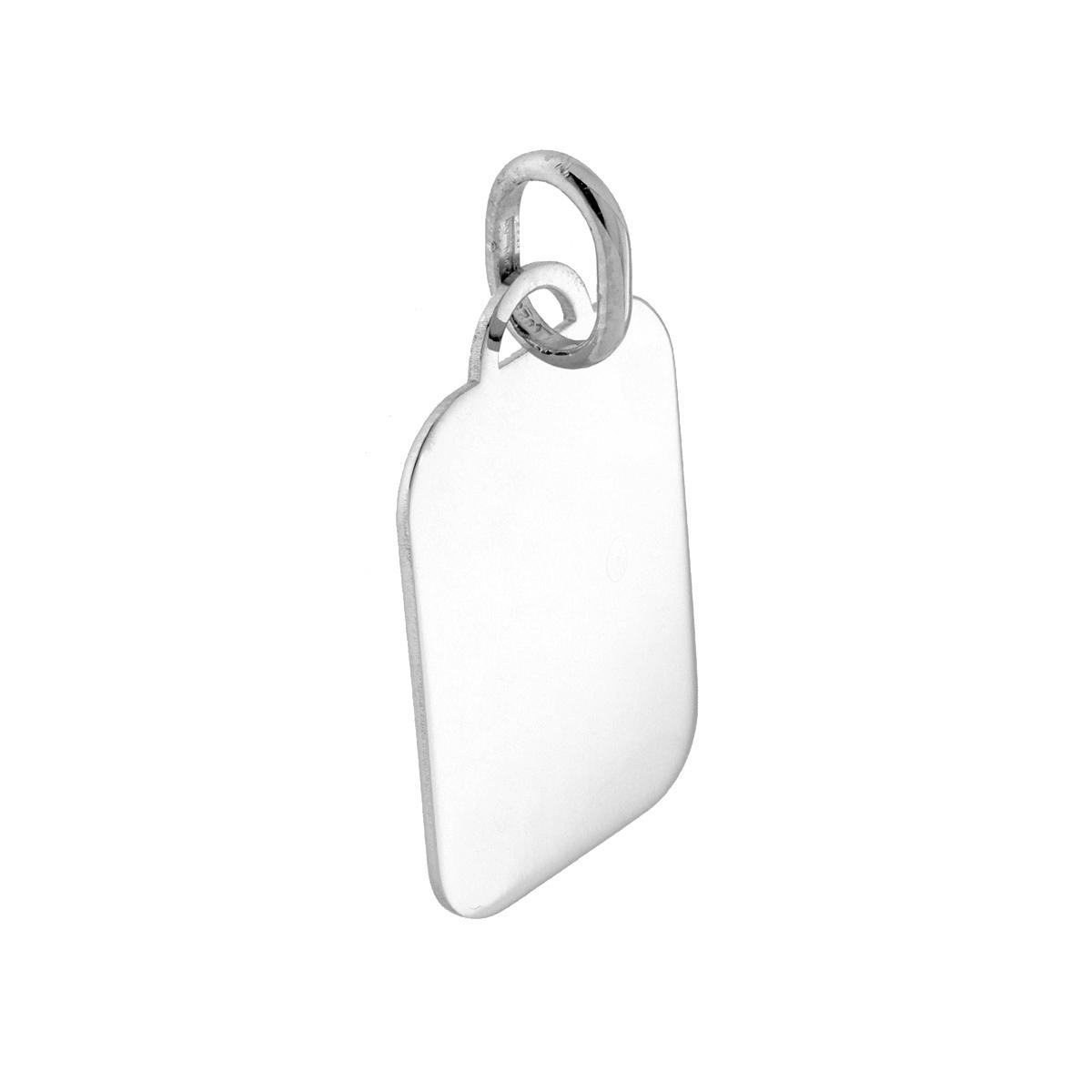 Ciondolo Piastrina Medaglietta per incisione mm 15x20 a forma Rettangolare plain in ARGENTO 925 Galvanica Rodio