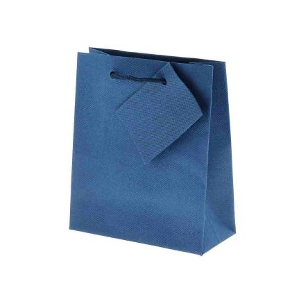 Shopper Multiuso in Cartoncino cm 11 x 5 h 13 colore Blu effetto Trama Tessuto con Cordoncino