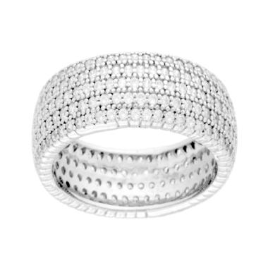 Anello Eternity modello Fascia con Cubic Zirconia Bianchi in ARGENTO 925 Galvanica Rodio