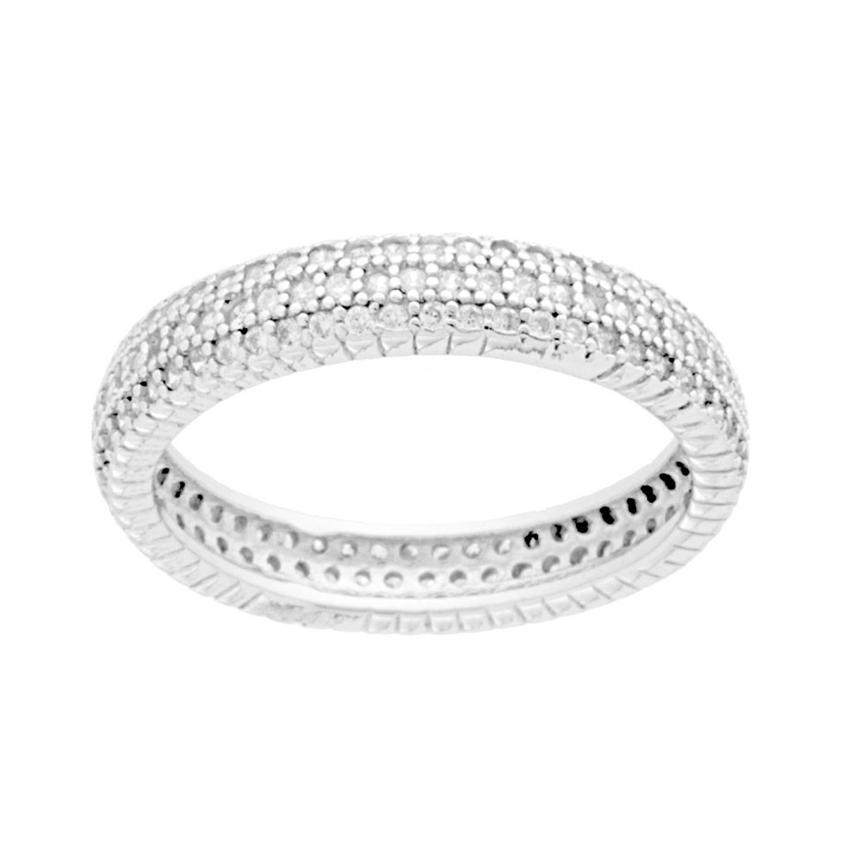 Anello Fascia modello Eternity con Cubic Zirconia Bianchi in ARGENTO 925 Galvanica Rodio