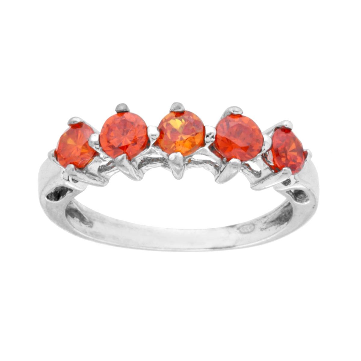 Anello Veretta con Cubic Zirconia Zaffiro Arancio in ARGENTO 925 Galvanica Rodio