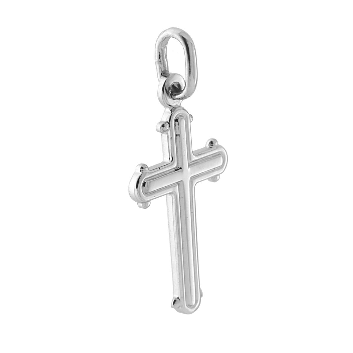 Ciondolo Croce Latina in ARGENTO 925 Galvanica Rodio