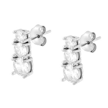 Orecchini Trilogy con Cubic Zirconia Bianchi Degrade' in ARGENTO 925 Galvanica Rodio