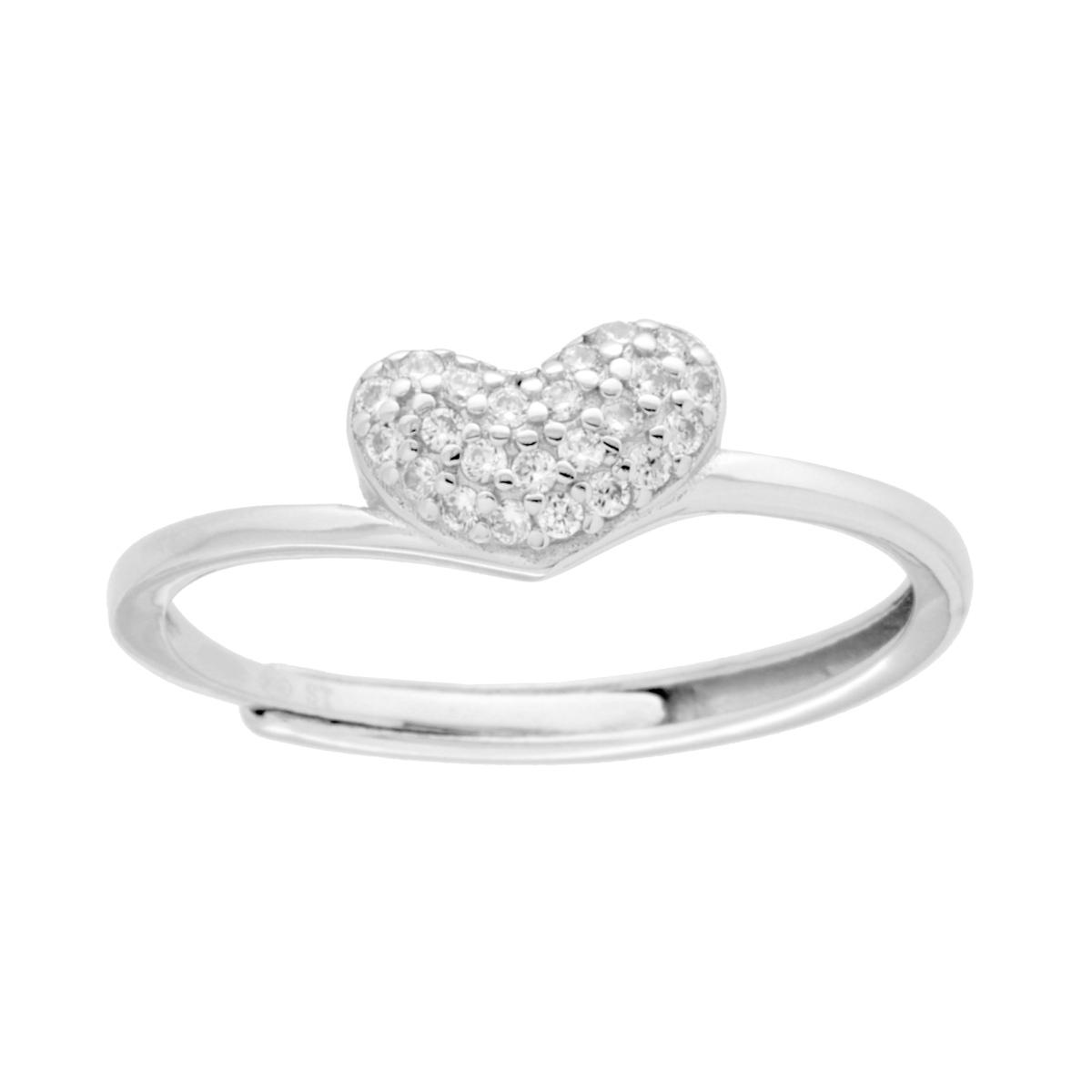Anello Cuore con Cubic Zirconia Bianchi in ARGENTO 925 Galvanica Rodio