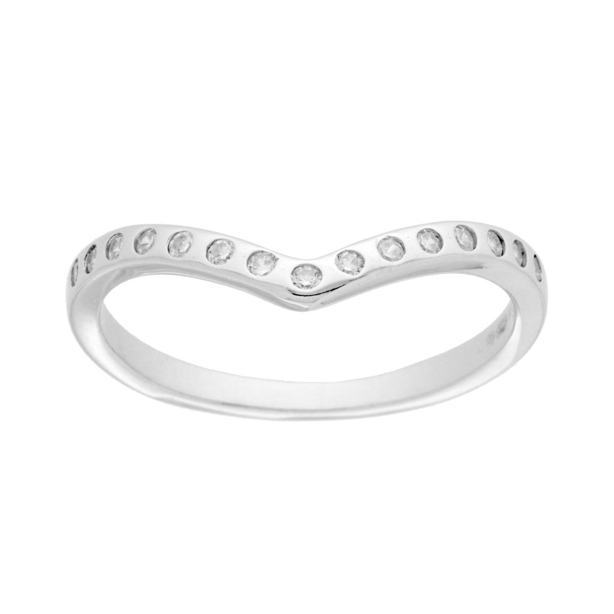 Anello Veretta Diadema con Cubic Zirconia Bianchi in ARGENTO 925 Galvanica Rodio