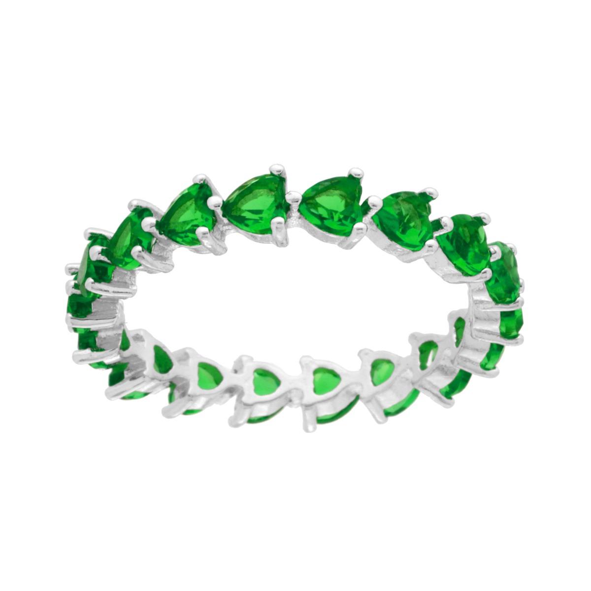 Anello Eternity Veretta a giro con Zirconi Verde Smeraldo Cuore in ARGENTO 925 Galvanica Rodio
