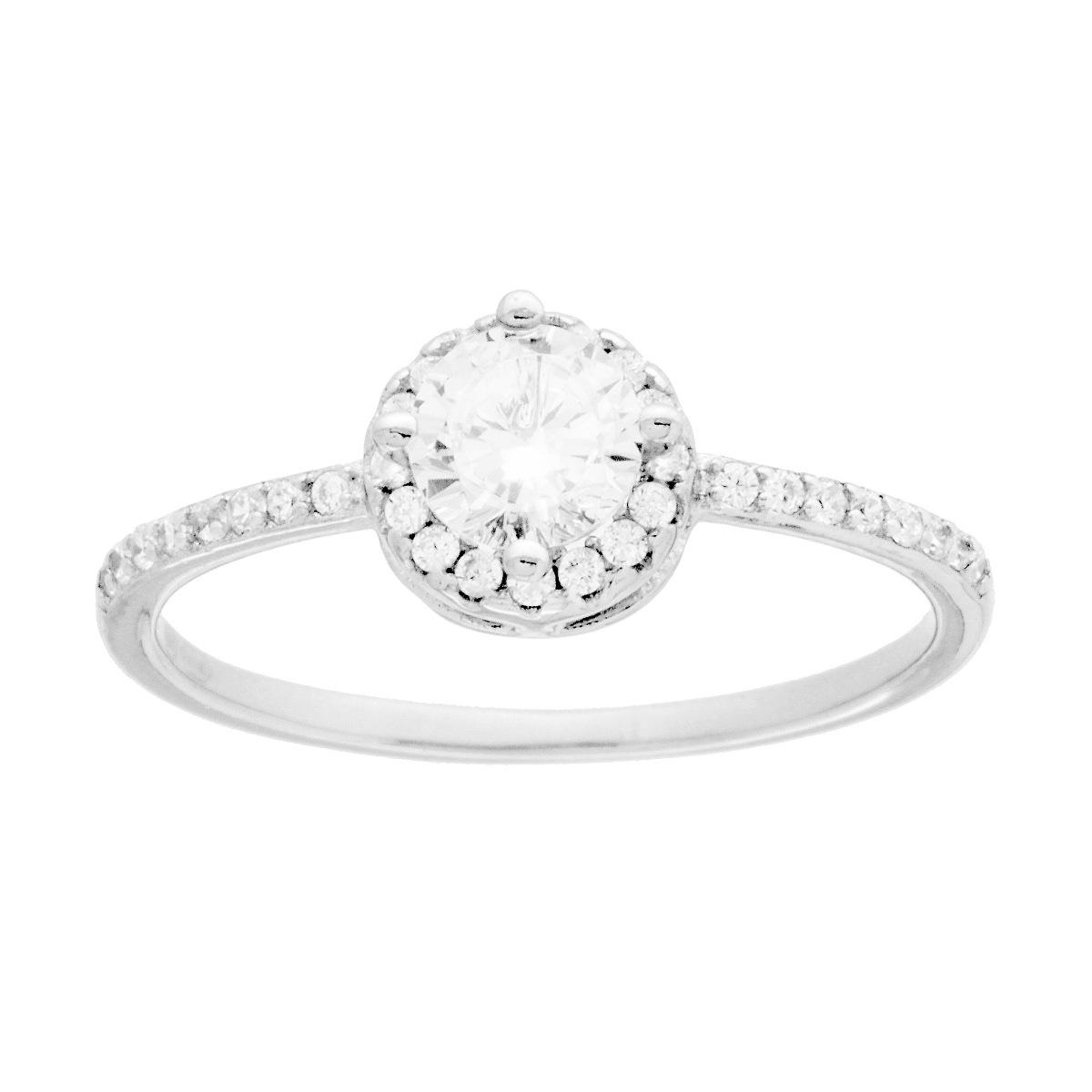 Anello Solitario con Cubic Zirconia Bianco in ARGENTO 925 Galvanica Rodio