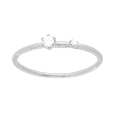 Anello Solitario con Cubic Zirconia Bianco in ARGENTO 925 Galvanica Rodio