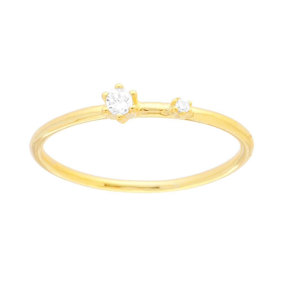 Anello Solitario con Cubic Zirconia Bianco in ARGENTO 925 Galvanica Oro