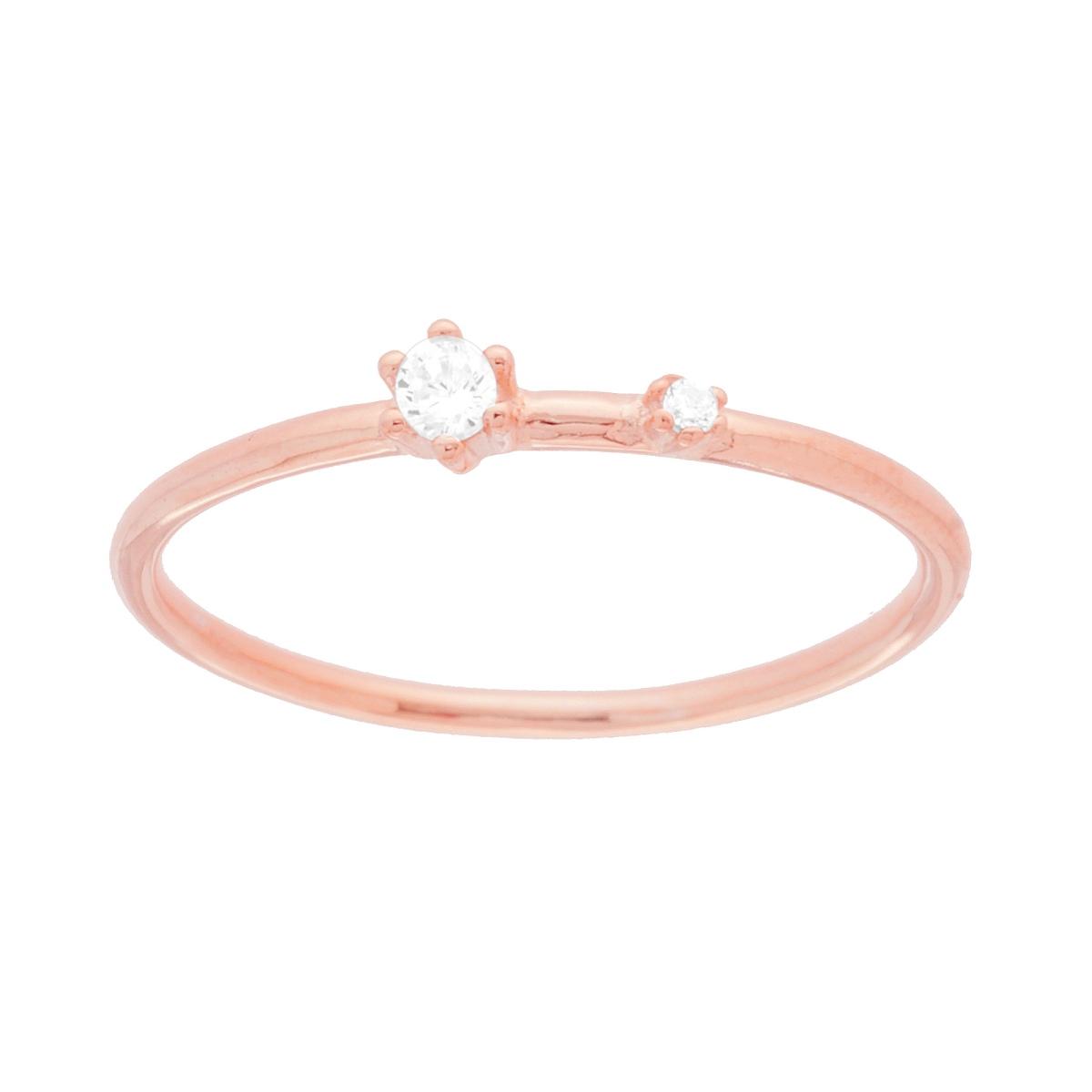 Anello Solitario con Cubic Zirconia Bianco in ARGENTO 925 Galvanica Rosa