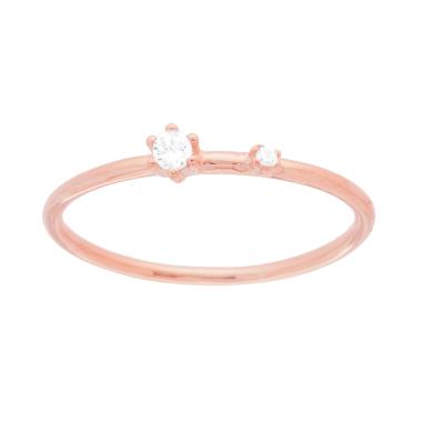 Anello Solitario con Cubic Zirconia Bianco in ARGENTO 925 Galvanica Rosa