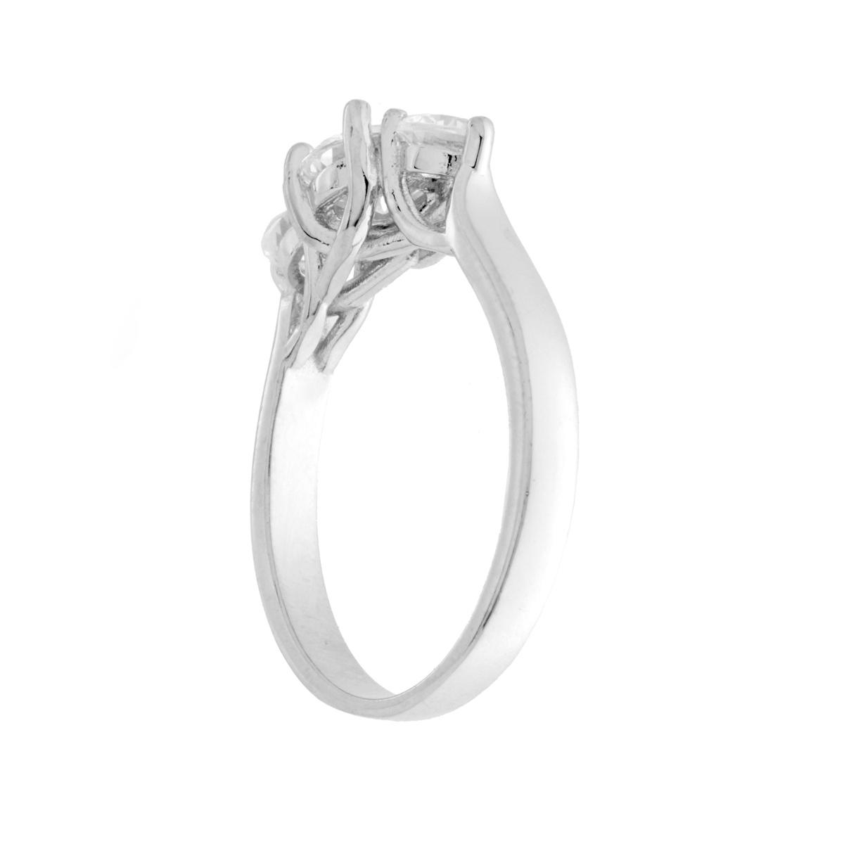 Anello Trilogy con Cubic Zirconia Bianco in ARGENTO 925 Galvanica Rodio