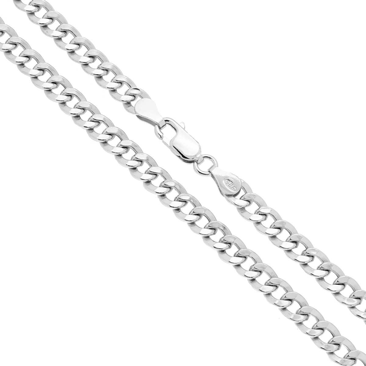 Catena Grumetta Piatta Vuota 120 sezione mm 5 lunghezza cm 60 in ARGENTO 925 Galvanica Rodio