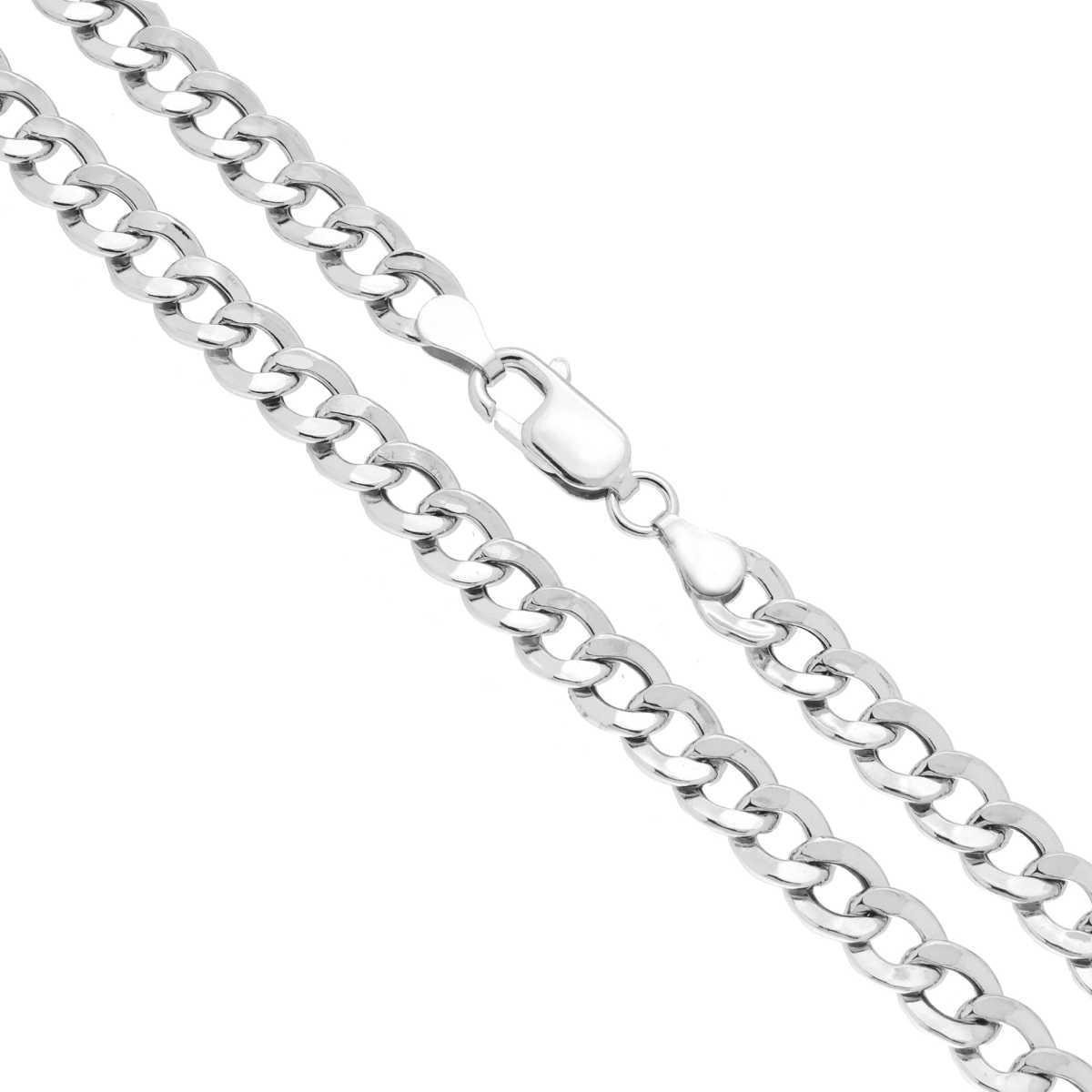 Catena Grumetta Piatta Vuota 140 sezione mm 6 lunghezza cm 55 in ARGENTO 925 Galvanica Rodio