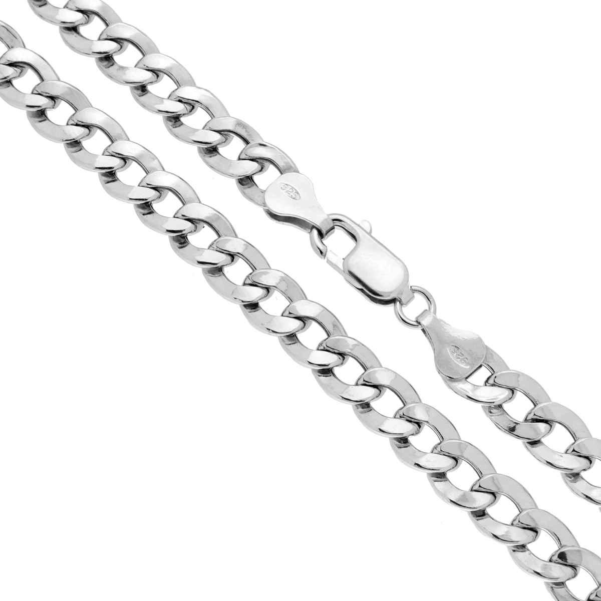 Catena Grumetta Piatta Vuota 160 sezione mm 6.5 lunghezza cm 60 in ARGENTO 925 Galvanica Rodio