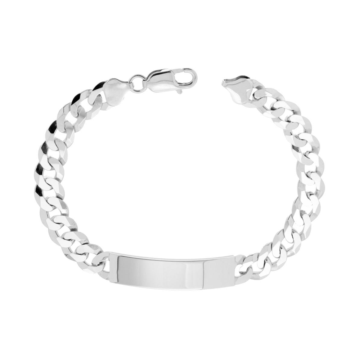 Bracciale Targa Uomo con Catena Grumetta Diamantata 6 lati 200 cm 21,5 in ARGENTO 925
