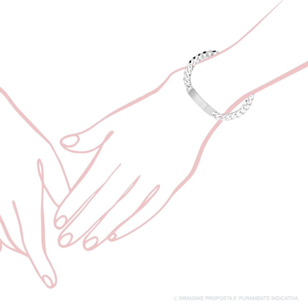 Bracciale Targa Uomo con Catena Grumetta Diamantata 6 lati 200 cm 21,5 in ARGENTO 925