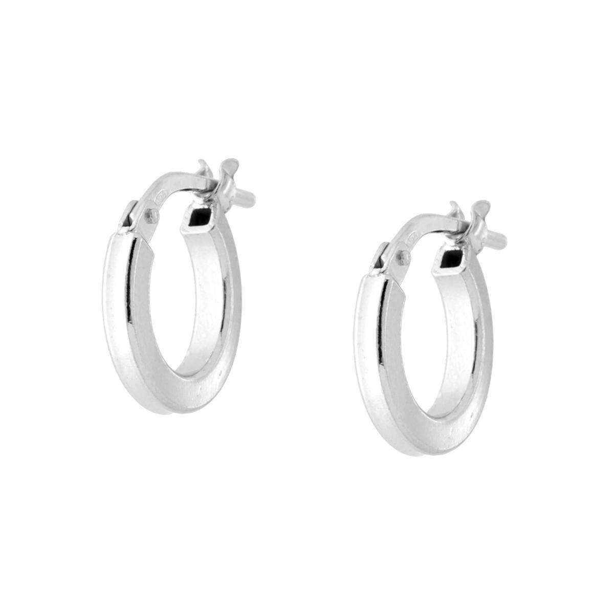 Orecchini Cerchio Liscio mm 12 sezione canna quadrata mm 2 in ARGENTO 925 Galvanica Platino