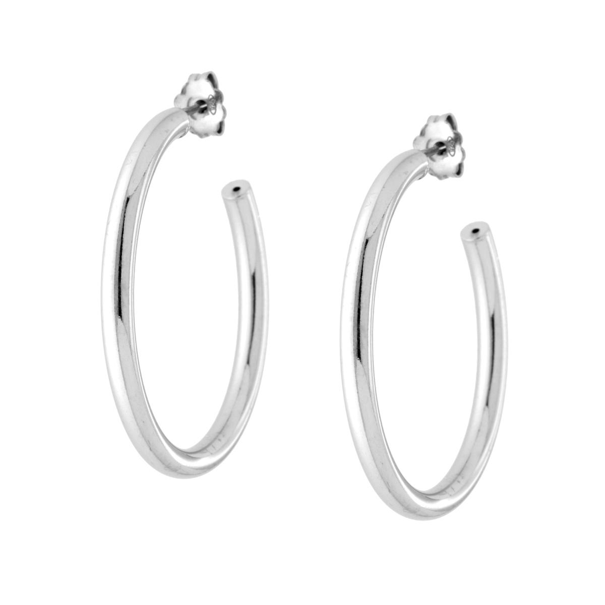 Orecchini Cerchio Liscio mm 35 sezione canna mm 3 in ARGENTO 925 Galvanica Platino