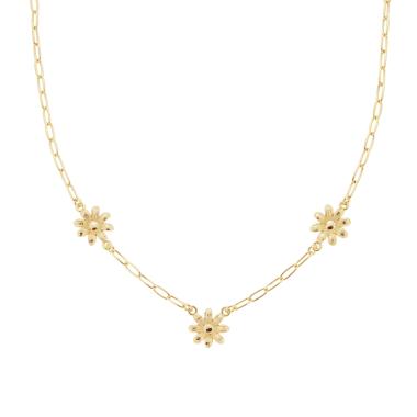 Collana Catena Forzatina allungata con Fiori in ARGENTO 925 Galvanica Oro