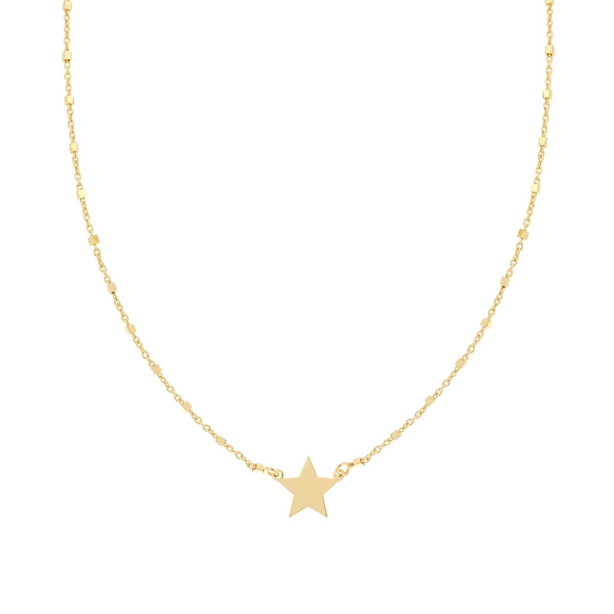 Collana Catena Forzatina Diamantata con Cubetti e Stella plain in ARGENTO 925 Galvanica Oro