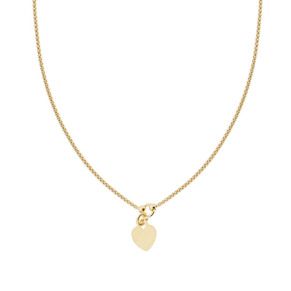 Collana Catena Maglia Coreana Diamantata con Cuore pendente in ARGENTO 925 Galvanica Oro