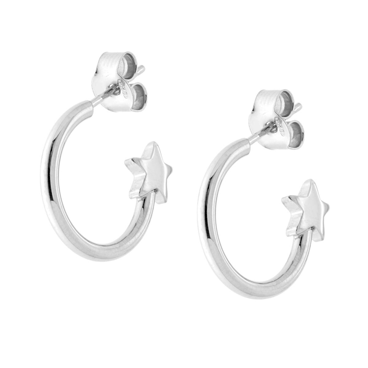 Orecchini Cerchio con Stella in ARGENTO 925 Galvanica Rodio