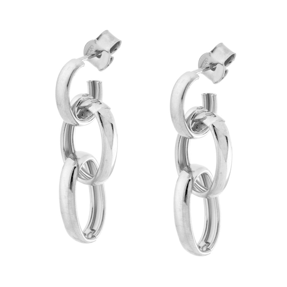 Orecchini Ovali Canna sezione bombata pendenti in ARGENTO 925 Galvanica Rodio