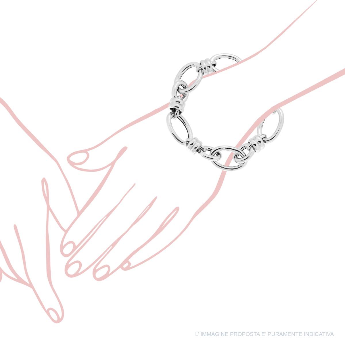 Bracciale Catena Maglia Fantasia con Nodi cm 24 in ARGENTO 925 Galvanica Rodio