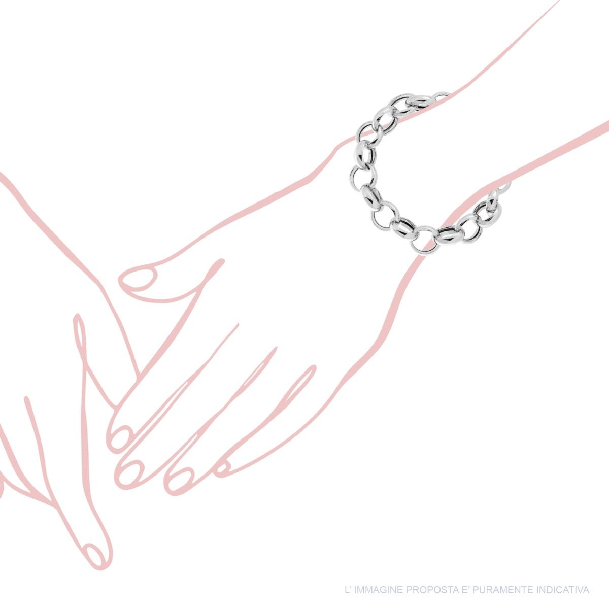 Bracciale Catena Rolo vuota cm 21 in ARGENTO 925 Galvanica Rodio