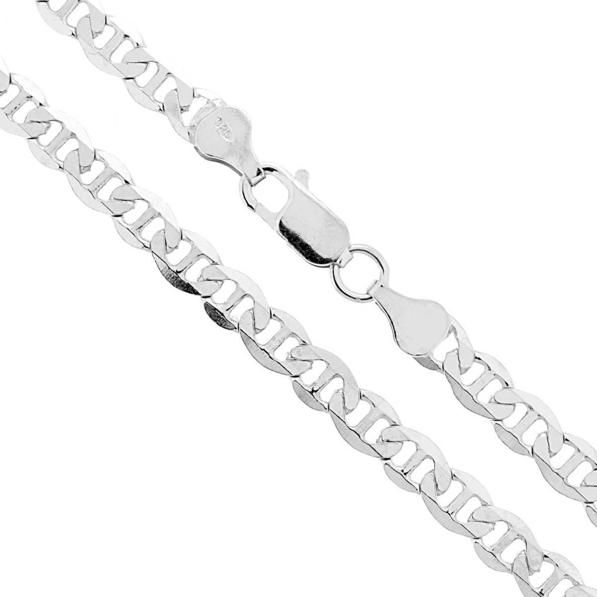 Catena Traversino Diamantata Extraflat 120 sezione mm 5.5 lunghezza cm 60 in ARGENTO 925 Galvanica Rodio