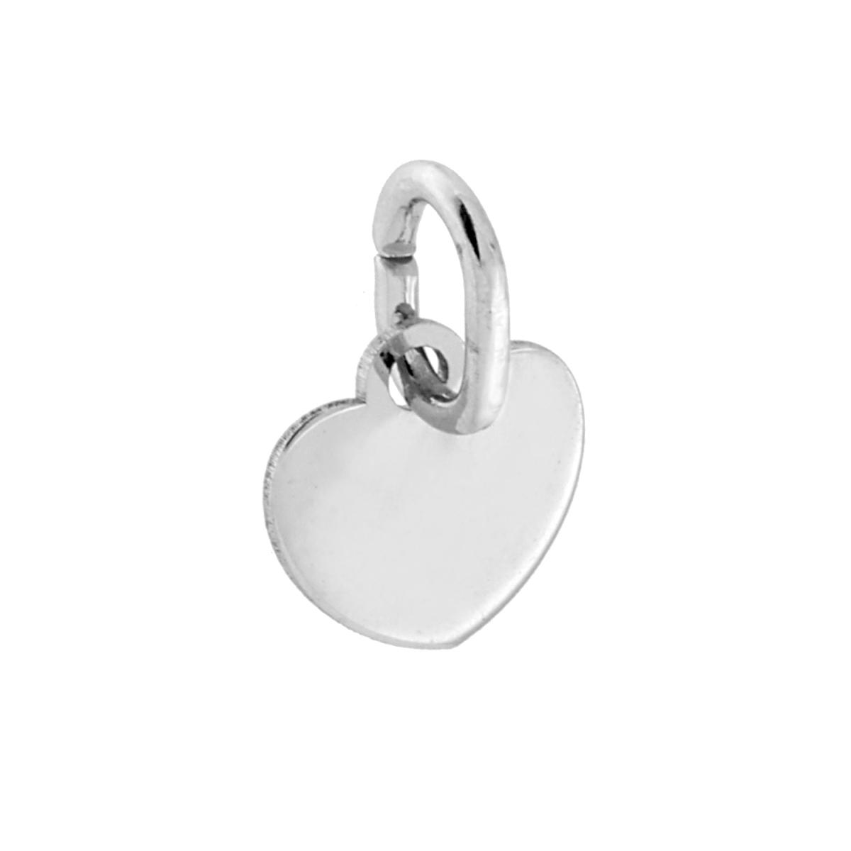 Ciondolo Piastrina per incisione a forma di Cuore 8 mm in ARGENTO 925 Galvanica Rodio