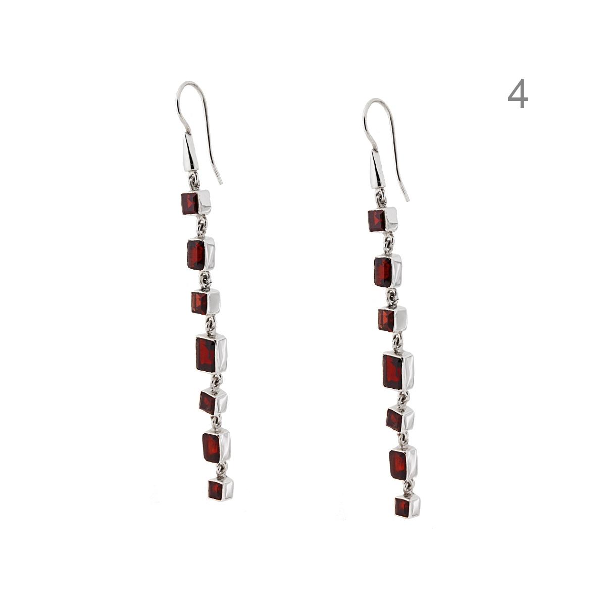 Orecchini Etnici Lunghi con Pietre Naturali Rettangolari in ARGENTO 925