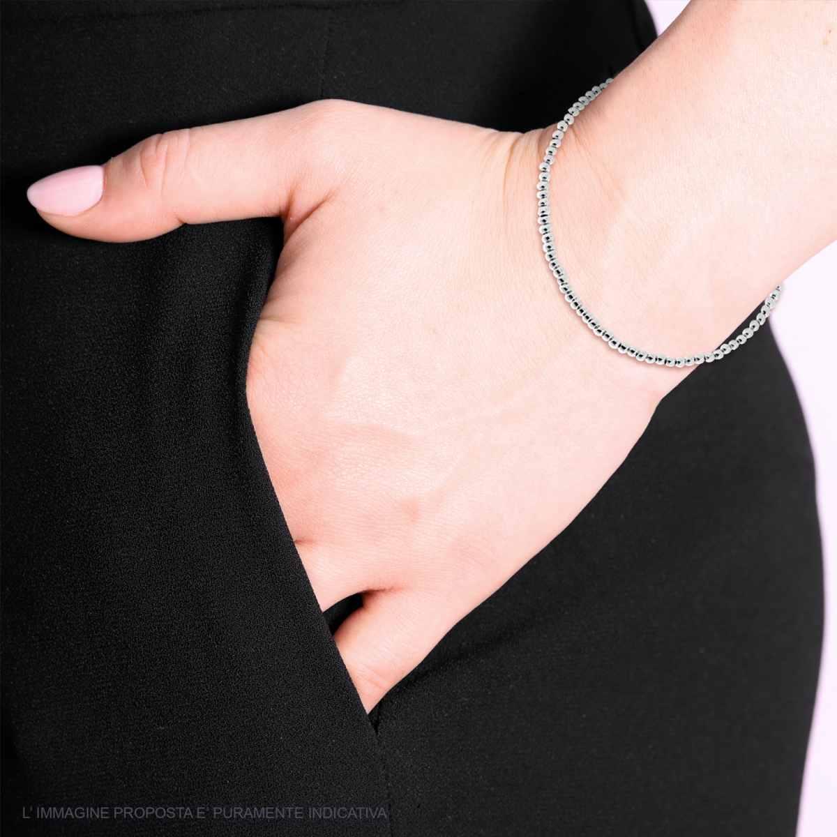 Bracciale Palline Sfera lisce mm 2,5 in ARGENTO 925 Galvanica Rodio