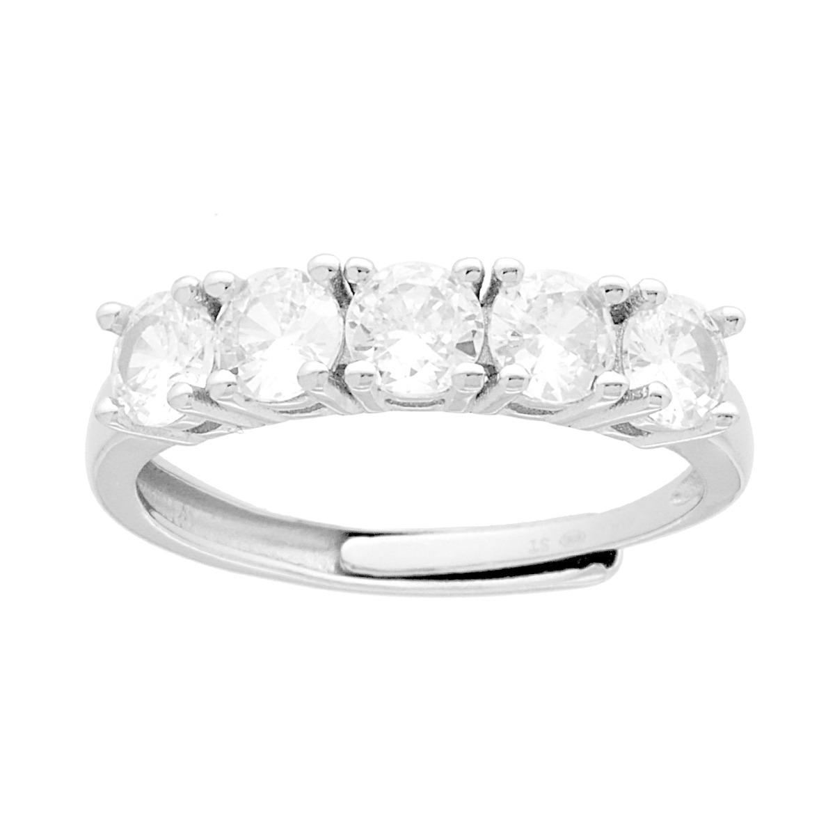 Anello Veretta con Cubic Zirconia Bianchi mm 4 in ARGENTO 925 Galvanica Rodio