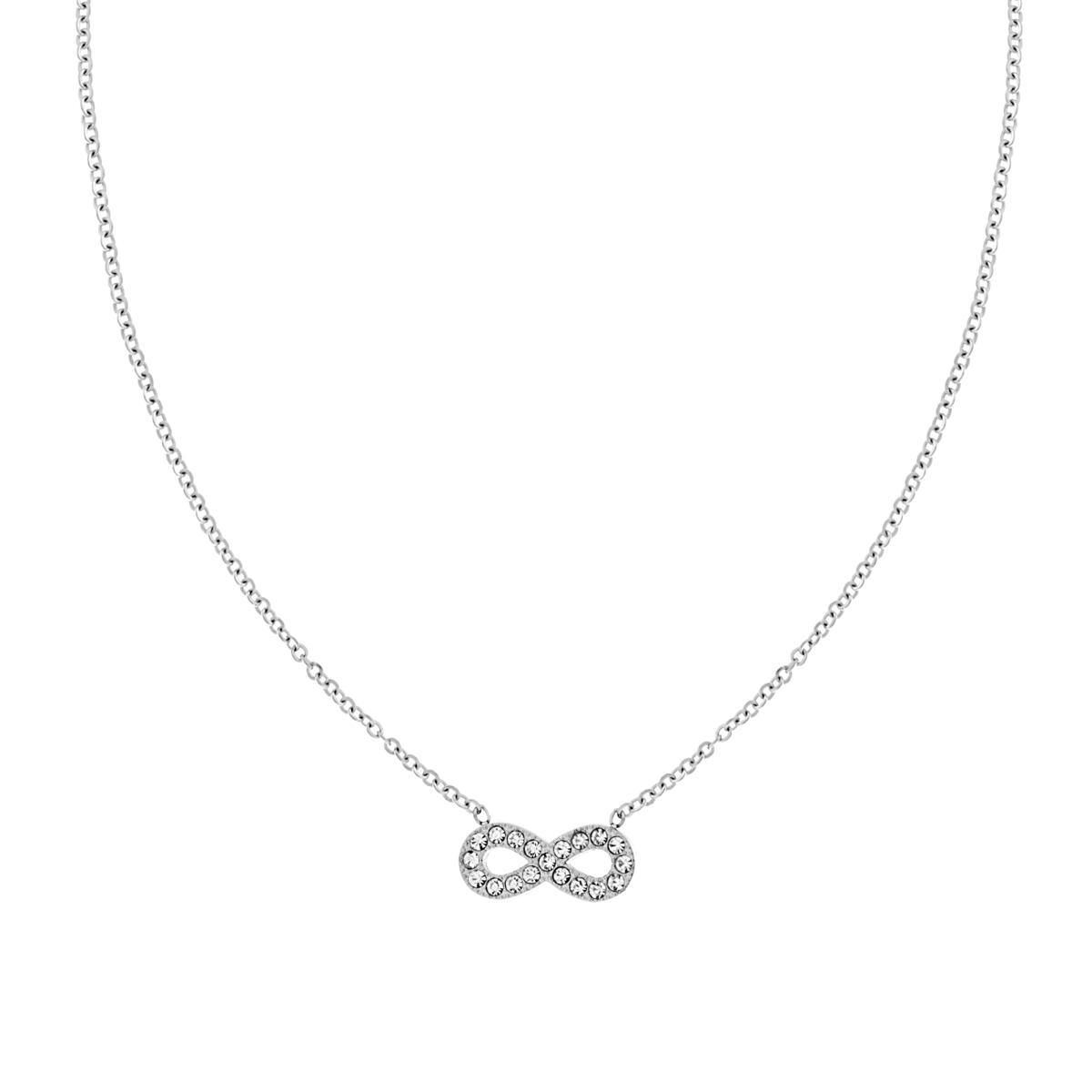 Collana Catena Forzatina con Infinito e Cubic Zirconia Bianchi in ACCIAIO
