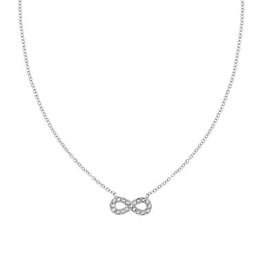 Collana Catena Forzatina con Infinito e Cubic Zirconia Bianchi in ACCIAIO
