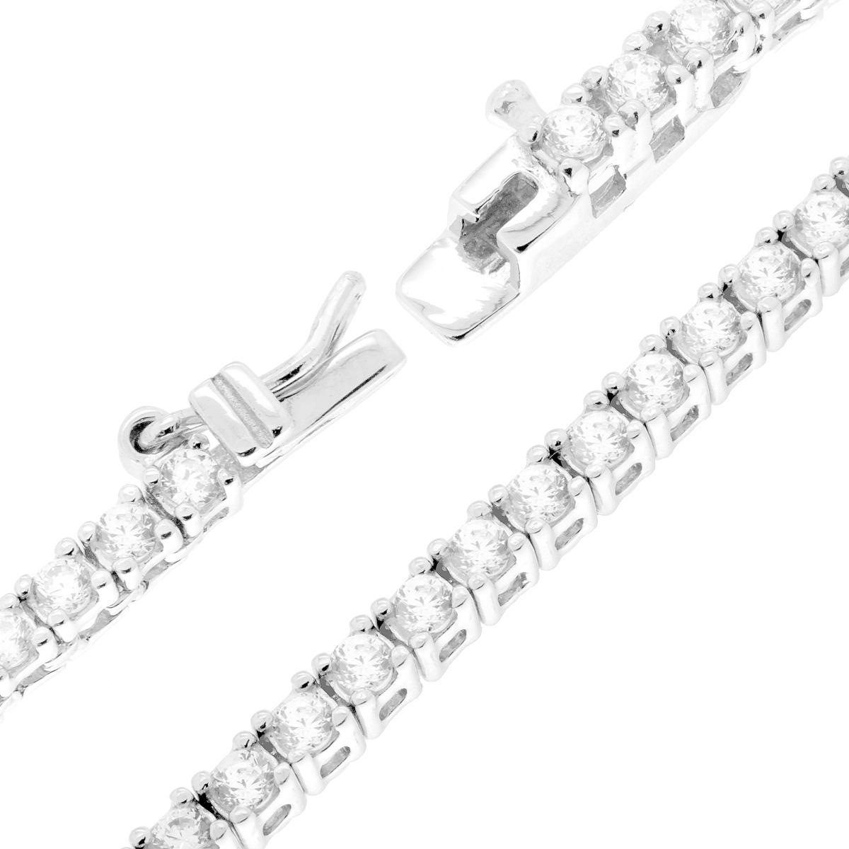 Collana Tennis Griffe cm 40 con Zirconi Bianchi 2 mm in ARGENTO 925 Galvanica Rodio