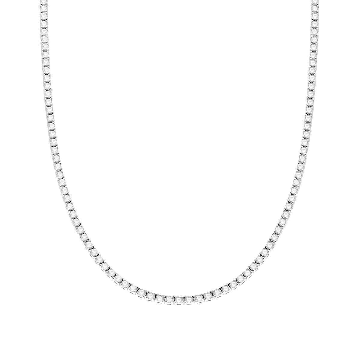 Collana Tennis Griffe cm 40 con Zirconi Bianchi 2 mm in ARGENTO 925 Galvanica Rodio