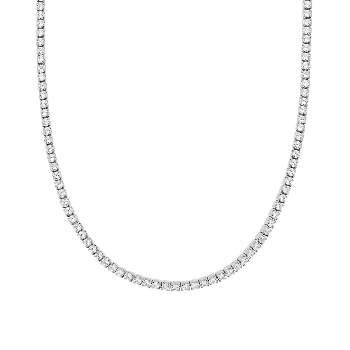 Collana Tennis mm 3 con Crystal Bianchi regolabile cm 40+5 in ACCIAIO