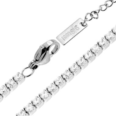 Collana Tennis mm 3 con Crystal Bianchi regolabile cm 40+5 in ACCIAIO