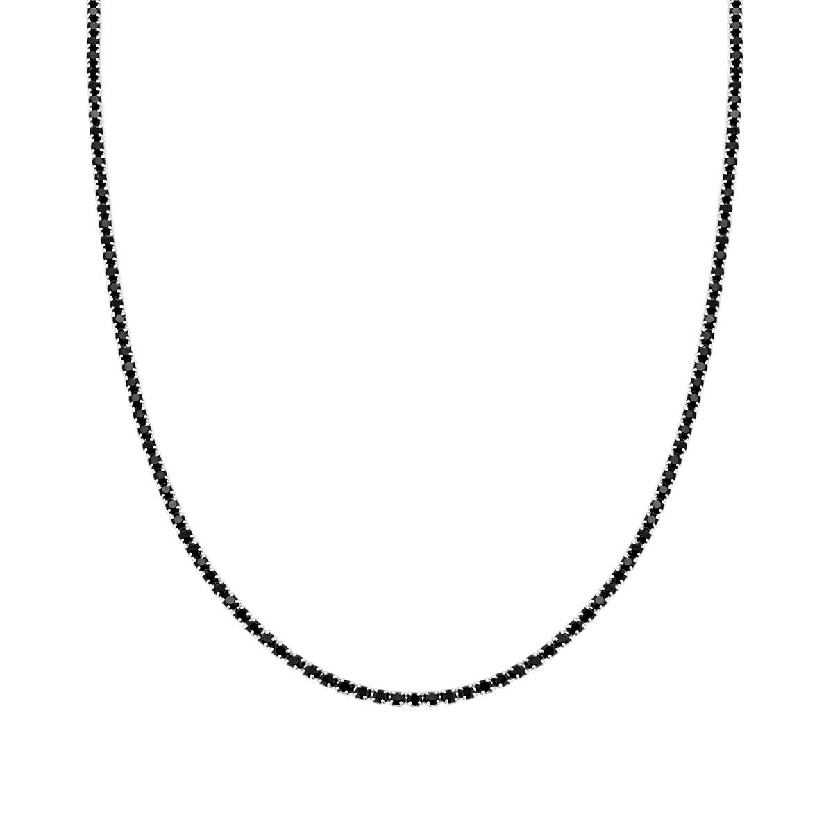 Collana Tennis Griffe cm 17-20 con Crystal mm 2 Neri regolabile in ACCIAIO