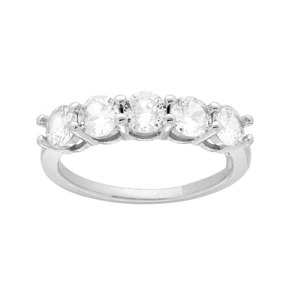 Anello Veretta con Cubic Zirconia Bianchi mm 4 in ARGENTO 925 Galvanica Rodio