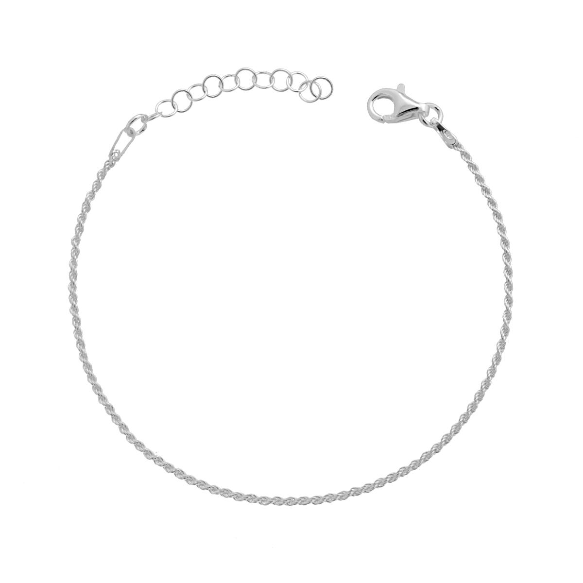 Bracciale Catena Corda 025 sezione mm 1,25 lunghezza cm 16+3 in ARGENTO 925