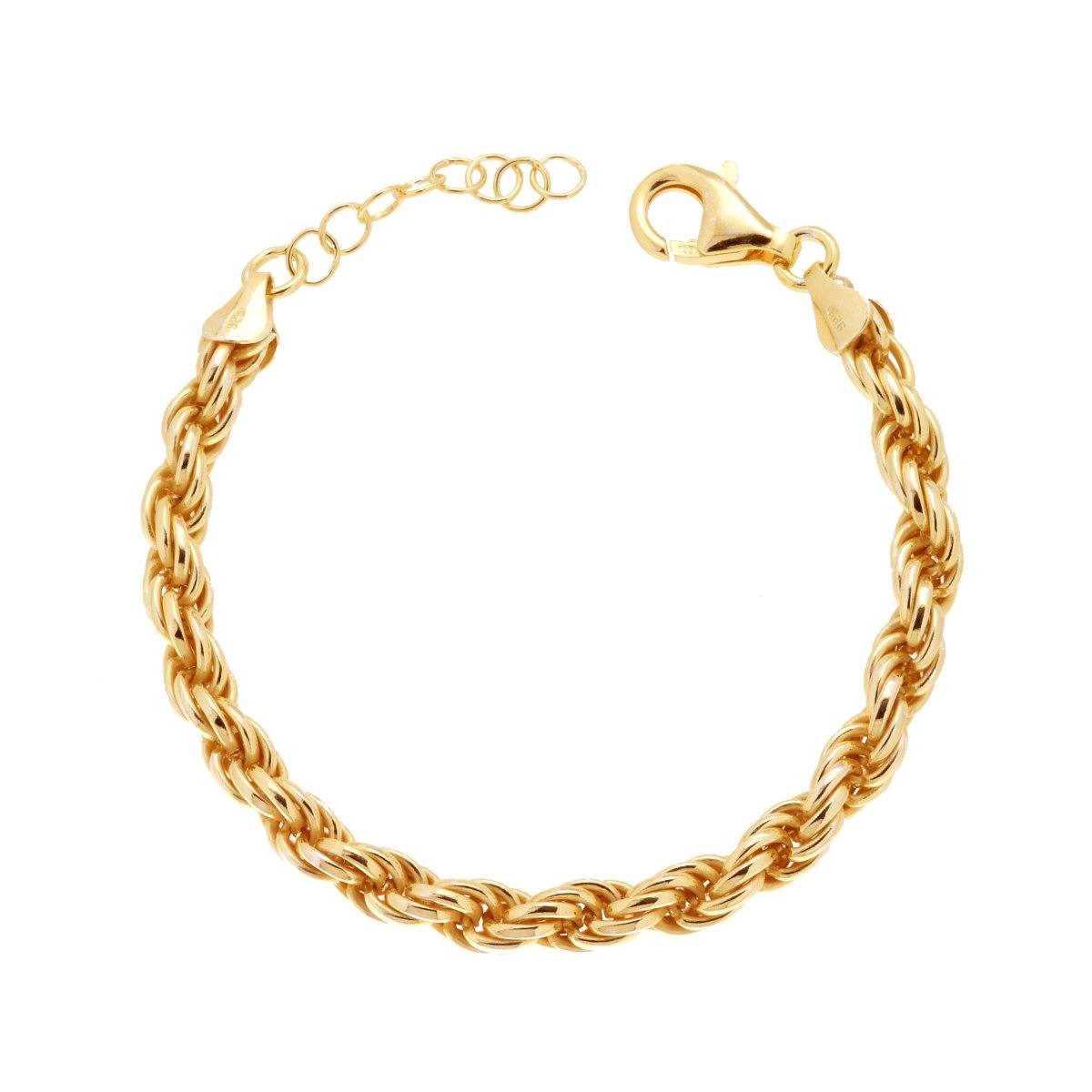Bracciale Catena Corda 120 sezione mm 6,00 lunghezza cm 17+3 in ARGENTO 925 Galvanica Oro