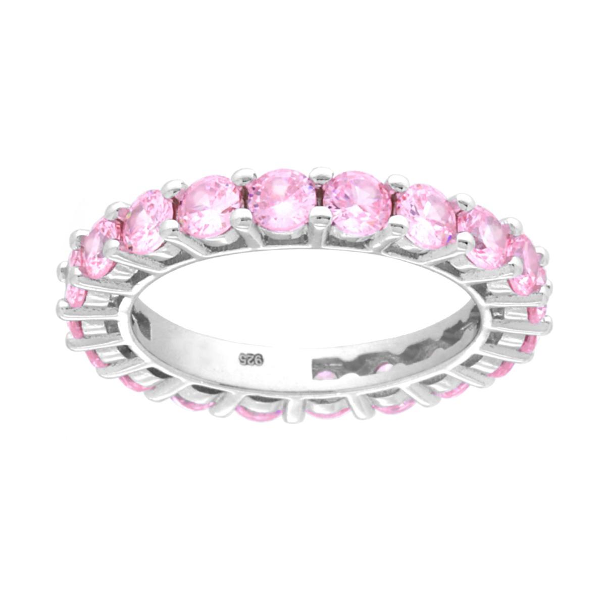 Anello Eternity Veretta a giro con Cubic Zirconia Rosa mm 3 in ARGENTO 925 Galvanica Rodio