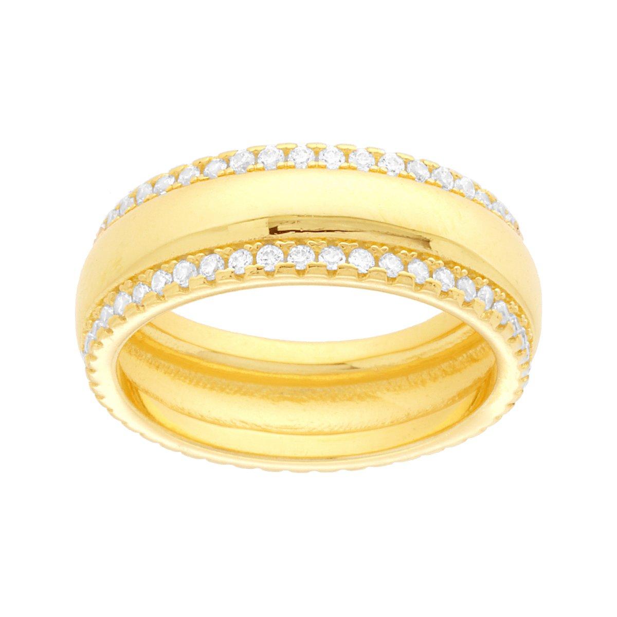 Anello Fascia Eternity con Cubic Zirconia Bianchi in ARGENTO 925 Galvanica Oro