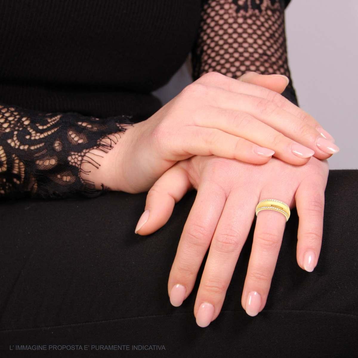 Anello Fascia Eternity con Cubic Zirconia Bianchi in ARGENTO 925 Galvanica Oro